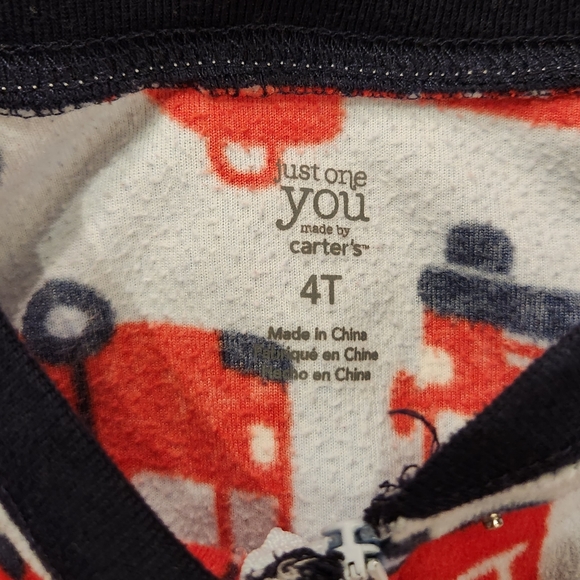 Carter's Boys Footed Pajamas Firetrucks Size 4T - Picture 2 of 5